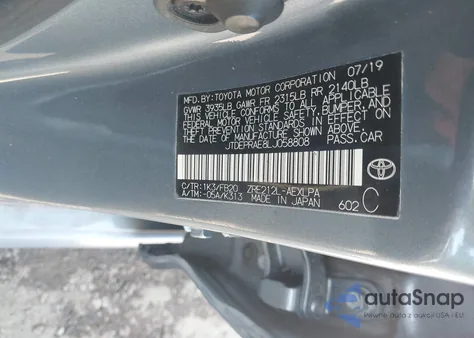 2020 Toyota Corolla Le z USA, uszkodzony, nr VIN JTDEPRAE8LJ058808